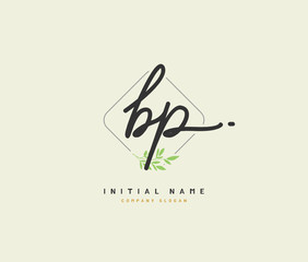 B P BP Beauty vector initial logo, handwriting logo of initial signature, wedding, fashion, jewerly, boutique, floral and botanical with creative template for any company or business.