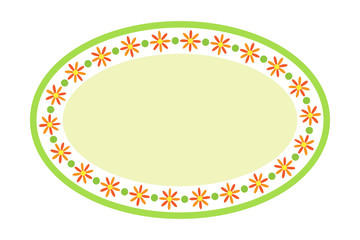 Naklejka premium Empty blank vintage oval frame, romantic old style text box, floral border frame, isolated on white background, vector illustration.