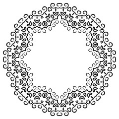 Round abstract ornament in oriental style, mandala isolated on white background, vector illustration.