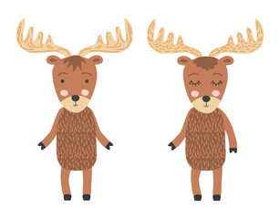 A pair of Scandinavian moose, children's print, poster, design