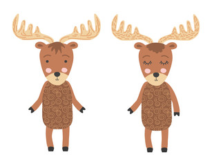 A pair of Scandinavian moose, children's print, poster, design