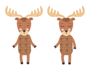 A pair of Scandinavian moose, children's print, poster, design