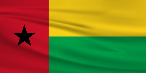 Guinea Bissau flag vector icon, Guinea Bissau flag waving in the wind.