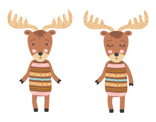 A pair of Scandinavian moose, children's print, poster, design