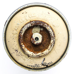 light yellow rusty graffiti spray can