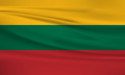 Lithuania flag vector icon, Lithuania flag waving in the wind.