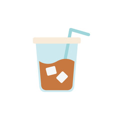 Isolated iced coffee glass icon flat design