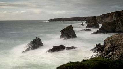 Carnewas and Bedruthan Steps, Newquay, Cornwall,UK