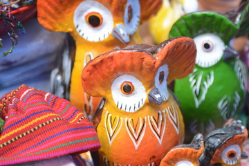 Ceramic owls sold at outdoot market