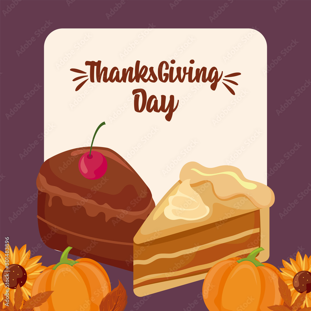 Poster card with label thanksgiving day