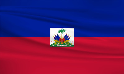 Fototapeta premium Haiti flag vector icon, Haiti flag waving in the wind.