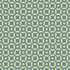 Vector floral seamless pattern. Retro geometric ornament in tan and teal colors