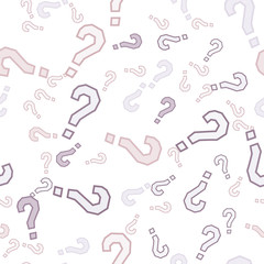 Quiz seamless pattern. Question marks, doubt, faq