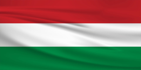 Hungary flag vector icon, Hungary flag waving in the wind.