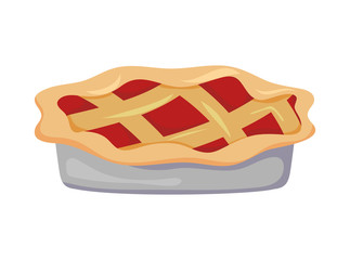 delicious and fresh cake on white background