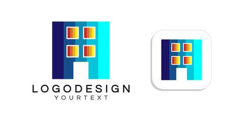 home and hotel logo design. icon app smartphone color full © abu