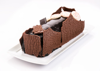 Christmas bouche de Noel with chocolate 