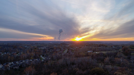 Sunset and power plant