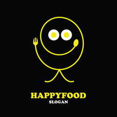Happy food logo design template