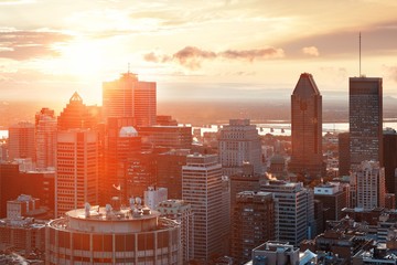 Montreal sunrise city skyline