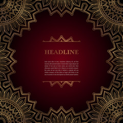 Luxury background with golden ornamental frame for greeting card, invitation or announcement