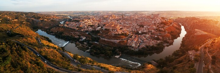 Fototapeta na wymiar Toledo skyline panorama aerial view