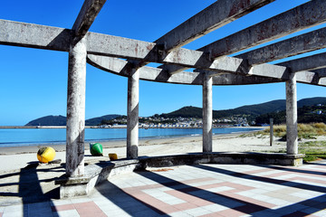 arches in the beach of Covas in Viveiro, Lugo, Galicia. Spain. Europe. September 21, 2019