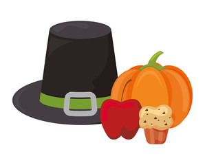 set of icons thanksgiving on white background