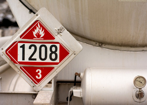 UN1208 Flammable Placard on a Chemical Trailer