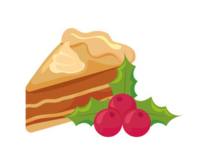 delicious portion of cake on white background