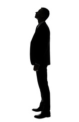 Silhouette of handsome businessman on white background