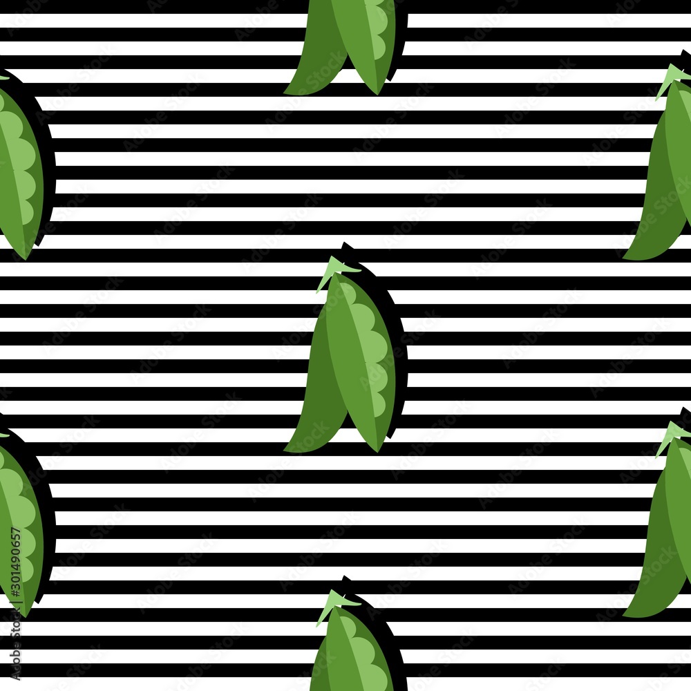 Poster seamless background with stripes and peas pods with dark shadow. vector illustration design for temp