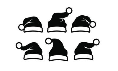 Black isolated Santa hat vector icon illustration