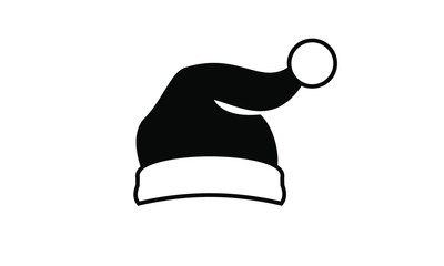 Black isolated Santa hat vector icon illustration