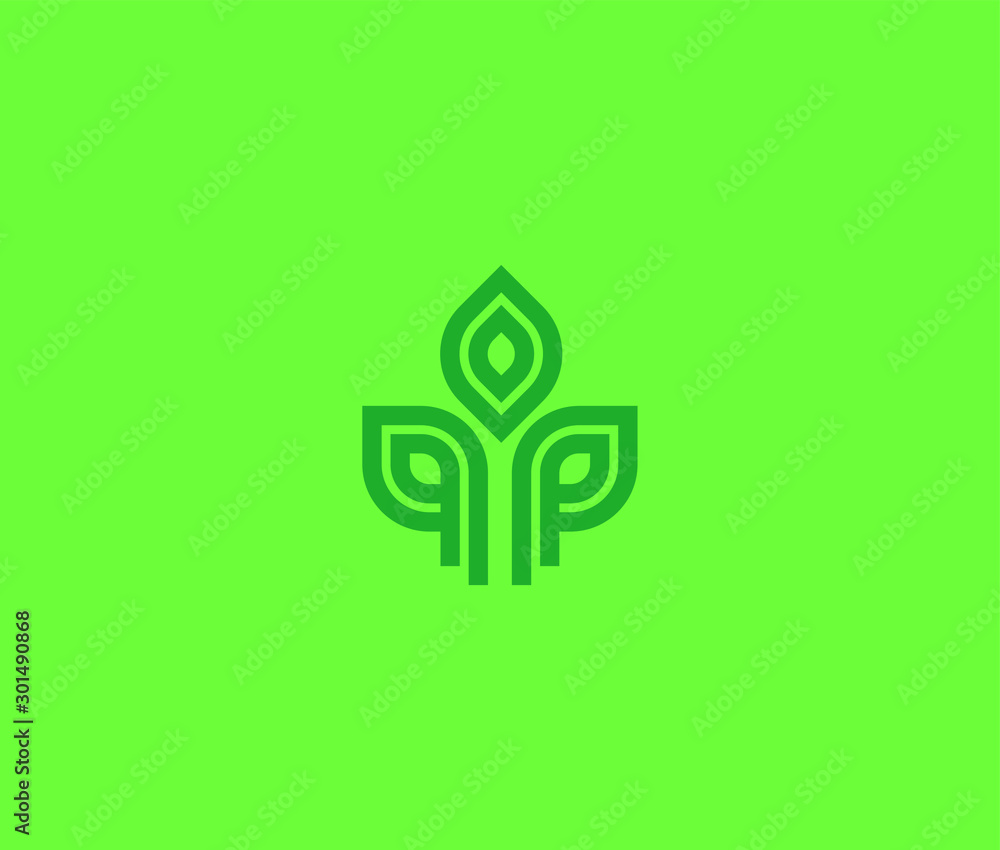 Poster three leaf logo icon vector template design element