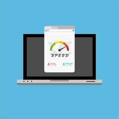laptop acceleration icon . Website speed loading time. Vector stock illustration.