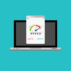 laptop acceleration icon . Website speed loading time. Vector stock illustration.