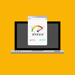 laptop acceleration icon . Website speed loading time. Vector stock illustration.