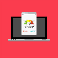laptop acceleration icon . Website speed loading time. Vector stock illustration.