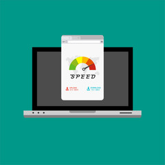 laptop acceleration icon . Website speed loading time. Vector stock illustration.