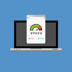 laptop acceleration icon . Website speed loading time. Vector stock illustration.