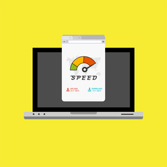laptop acceleration icon . Website speed loading time. Vector stock illustration.