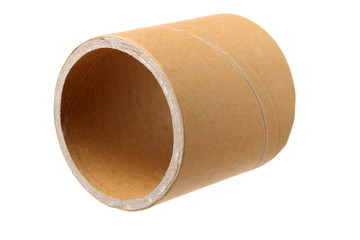 Brown paper roll on white background