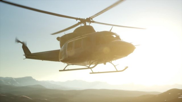 Slow Motion military helicopter in Vietnam