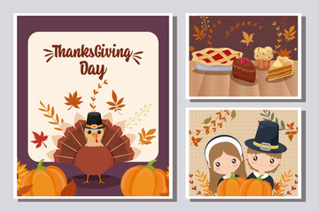 set of cards with label happy thanksgiving