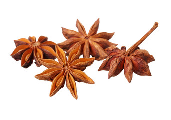 star anise on white background