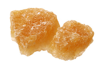 dark crystal sugar on white background