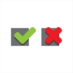 stylish check mark V X icon vector. Yes No true false symbol logo