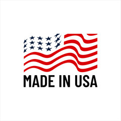 made in USA sign logo american flag US icon vector with red blue star stripes design element