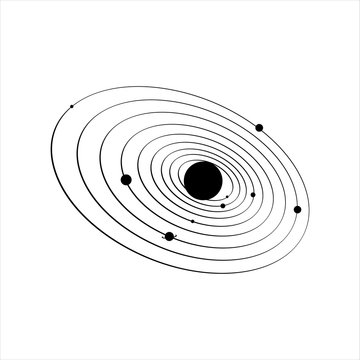 black and white solar system vector illustration graphic design